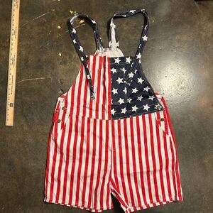 NWT American Flag Overall Shorts Mens 4XL USA Patriotic Shorts Red White Blue